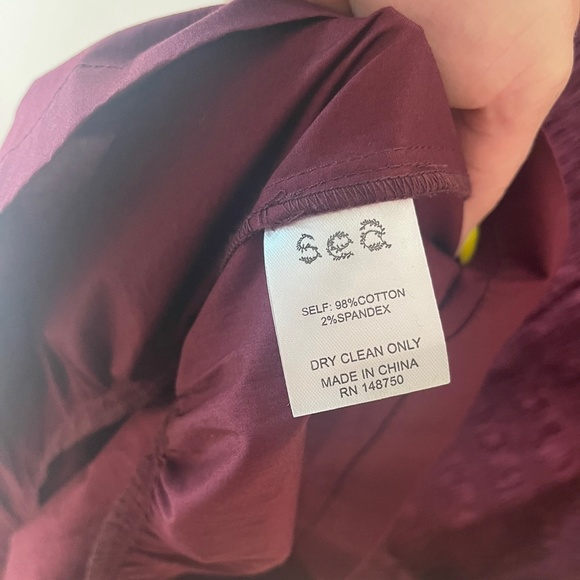 Sea NYC Gaia smocked Burgundy v neck mini dress - Picture 5 of 5